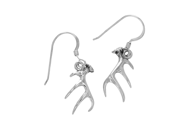 White Tail Antler Earring Sterling Silver